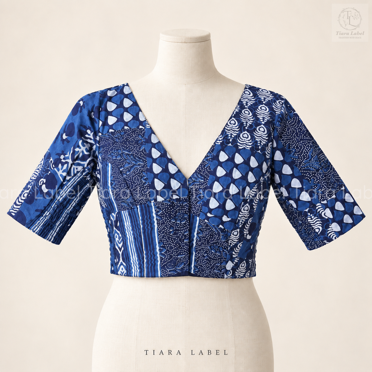 Indigo Print Flex-Fit Blouse