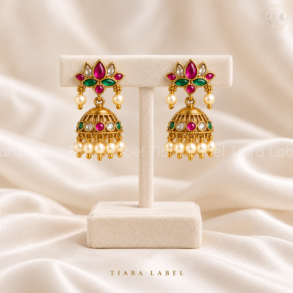 Temple Lotus Hasli Necklace & Jhumka Set
