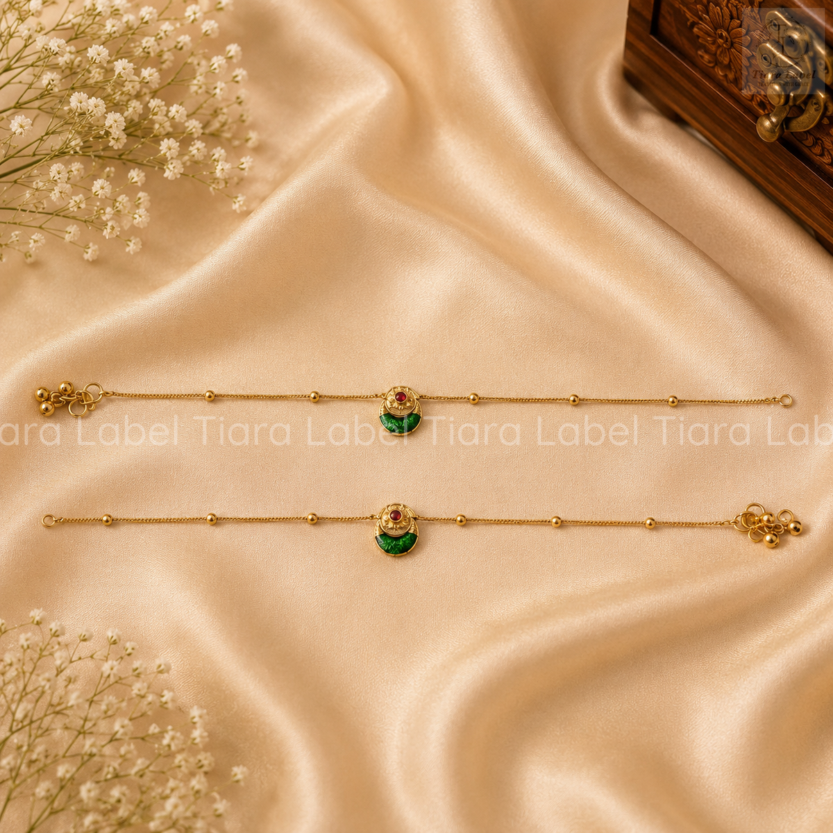 Traditional Enamel Gold-Tone Anklet