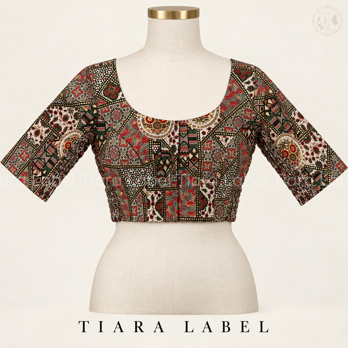 Green Print Flex-Fit Blouse