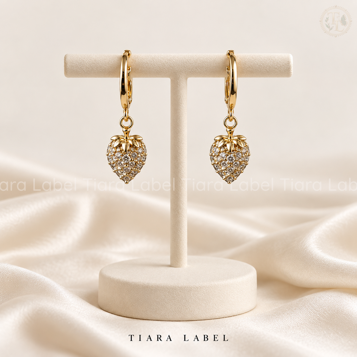 Strawberry Sparkle Anti-Tarnish Hoop Earrings