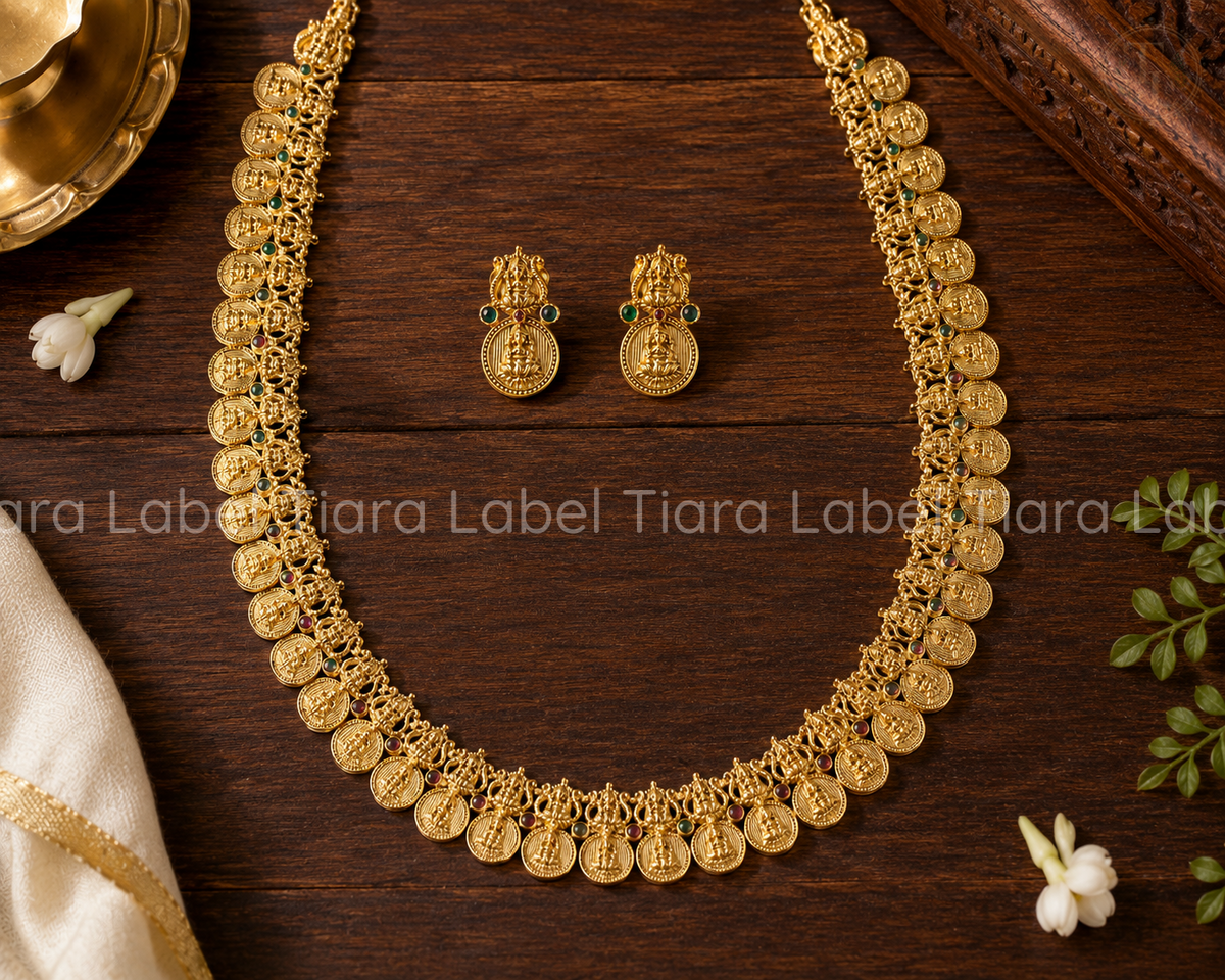 Lakshmi Kaasu Mala Long Necklace Set