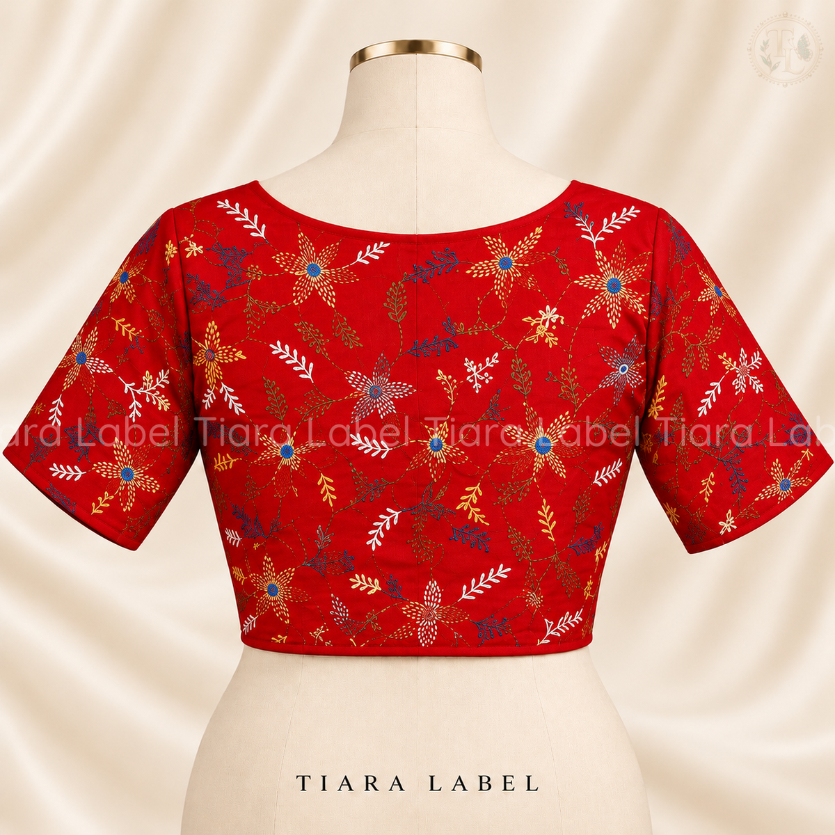 Hand-Embroidered Floral Cotton Readymade Blouse