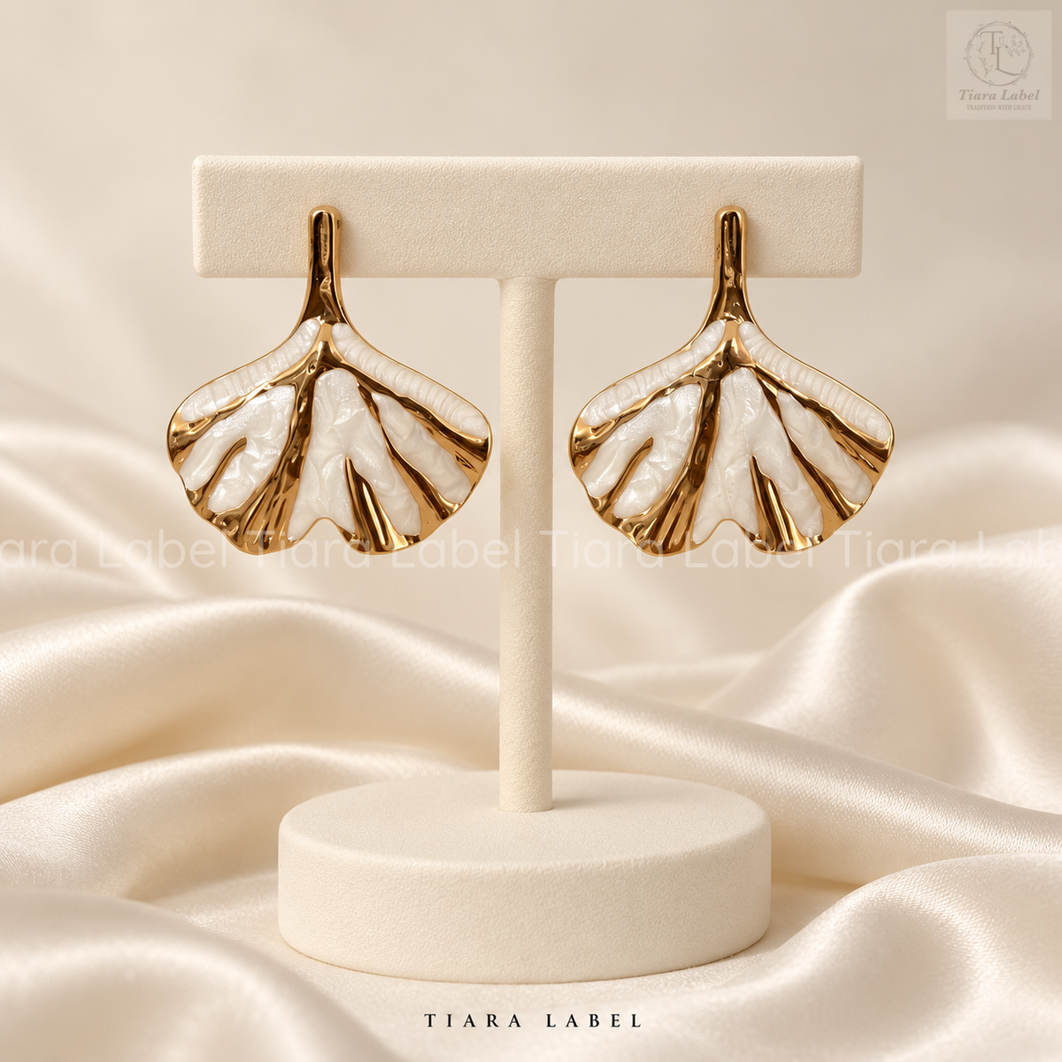 Enamel Ginkgo Leaf Drop Earrings
