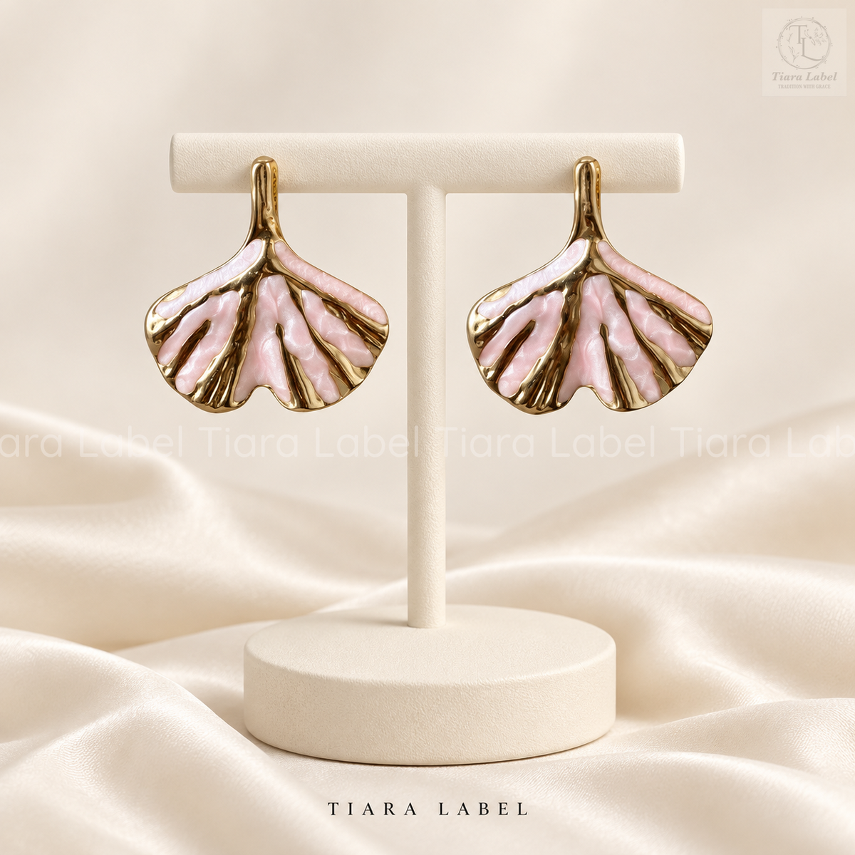 Enamel Ginkgo Leaf Drop Earrings