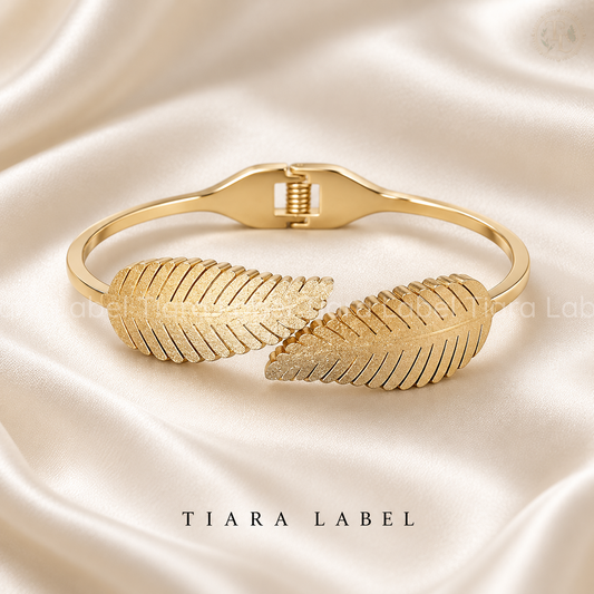 Golden Twin Leaf Anti-Tarnish Bracelet for Teens