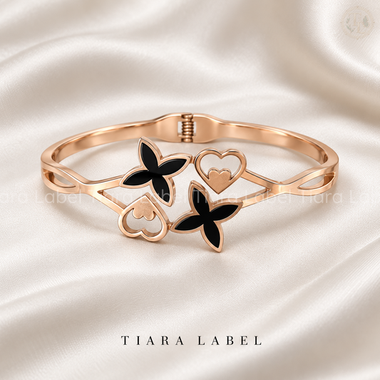 Rose Gold Butterfly & Heart Bracelet