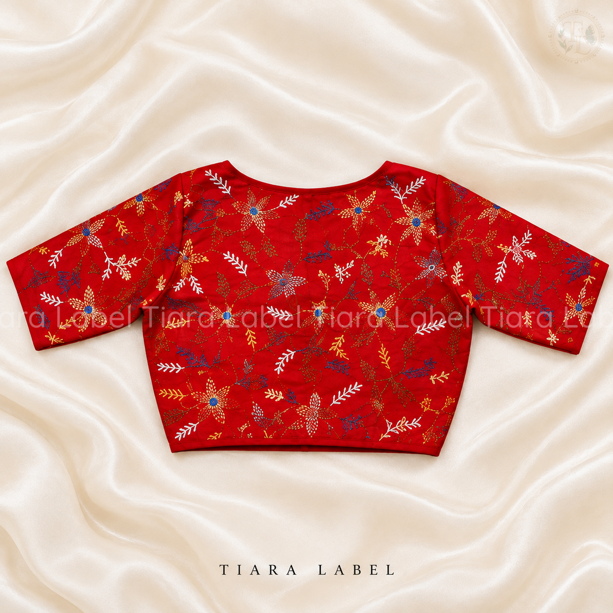 Hand-Embroidered Floral Cotton Readymade Blouse