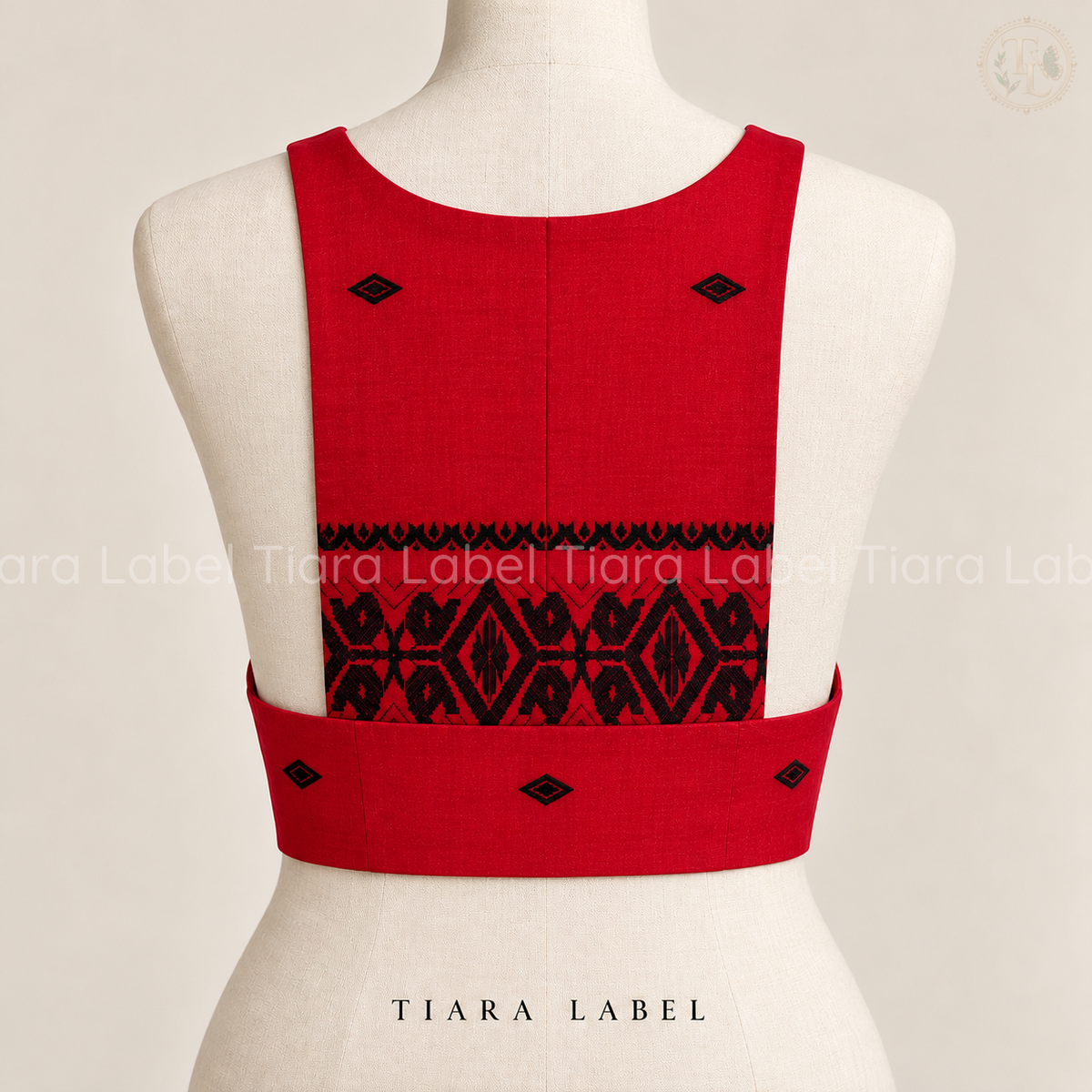 Tribal Motif Sleeveless Red Blouse