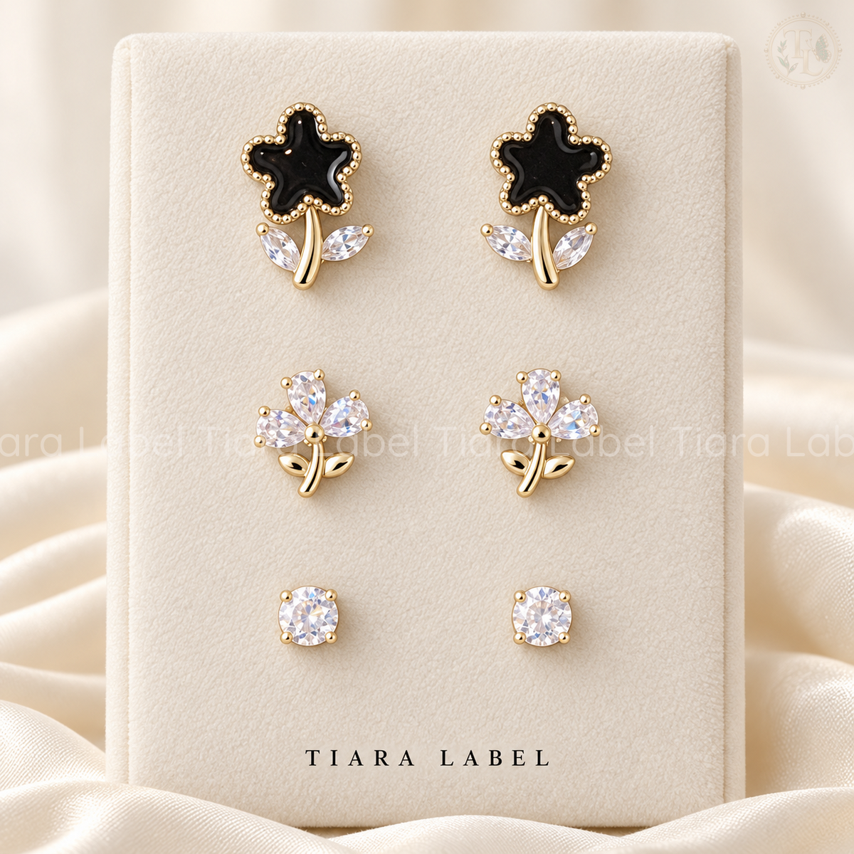 Midnight Garden Anti-Tarnish Stud Set — 3 Pairs