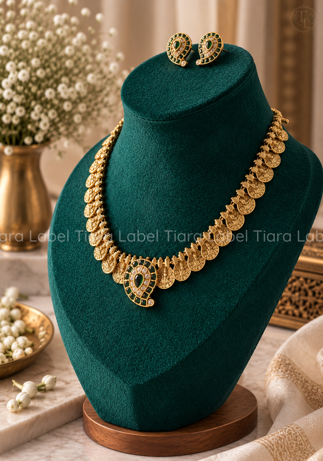 Emerald Maanga Antique Coin Necklace Set