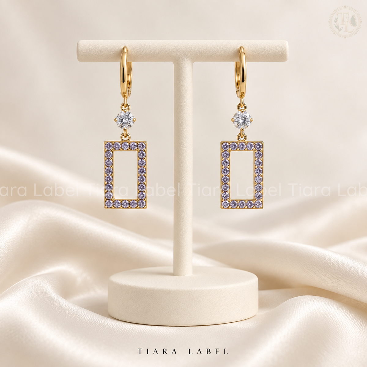 Lavender Frame Anti-Tarnish Drop Earrings