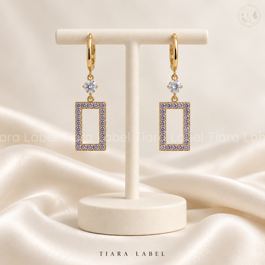 Lavender Frame Anti-Tarnish Drop Earrings
