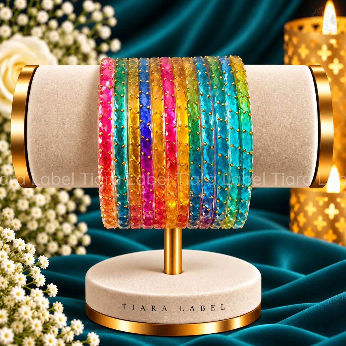 Raindrop Glass Bangles – Vibrant Multicolour