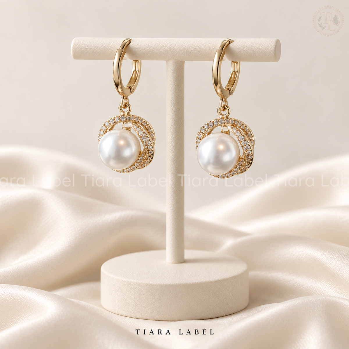 Pearl Orbit Anti-Tarnish Hoop Earrings