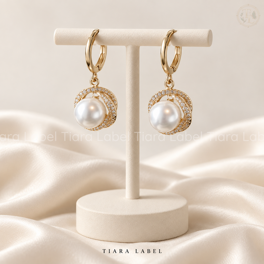 Pearl Orbit Anti-Tarnish Hoop Earrings