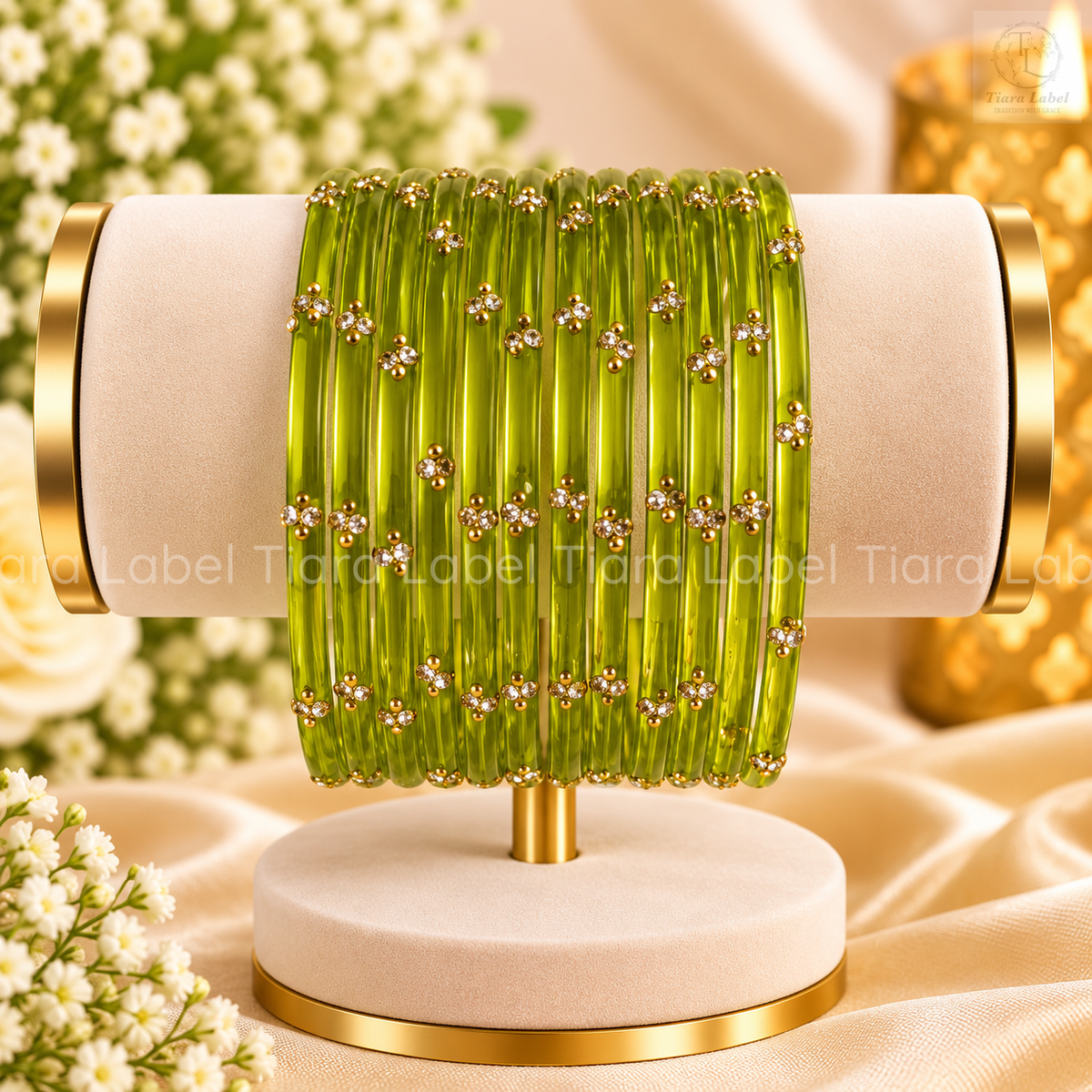 Crystal Bloom Glass Bangles