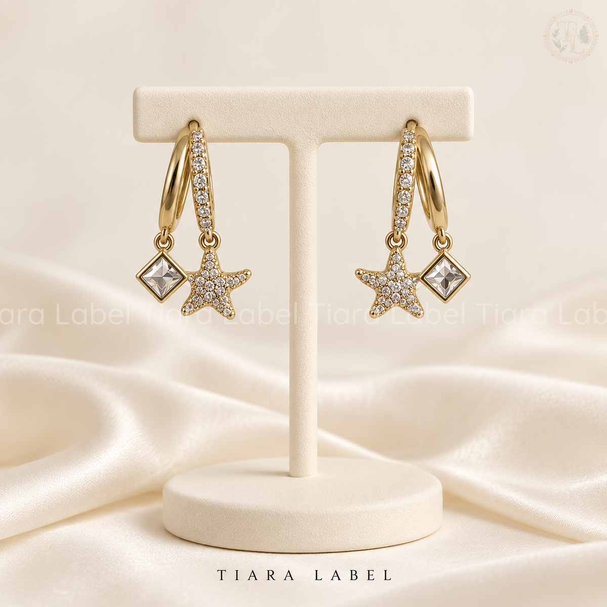 Star & Sparkle Anti-Tarnish Double Hoop Earrings