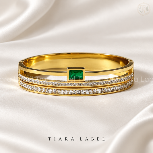 Emerald Sparkle Anti-Tarnish Bracelet for Teens