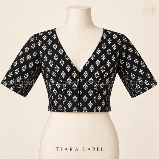 Black Floral Flex Fit Readymade Blouse