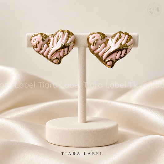Blush Heart Anti-Tarnish Stud Earrings
