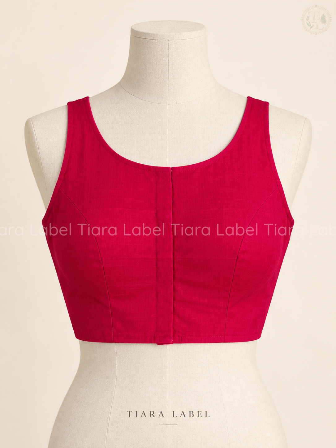 Hand-Embroidered Wildflower Rani Pink Sleeveless Blouse