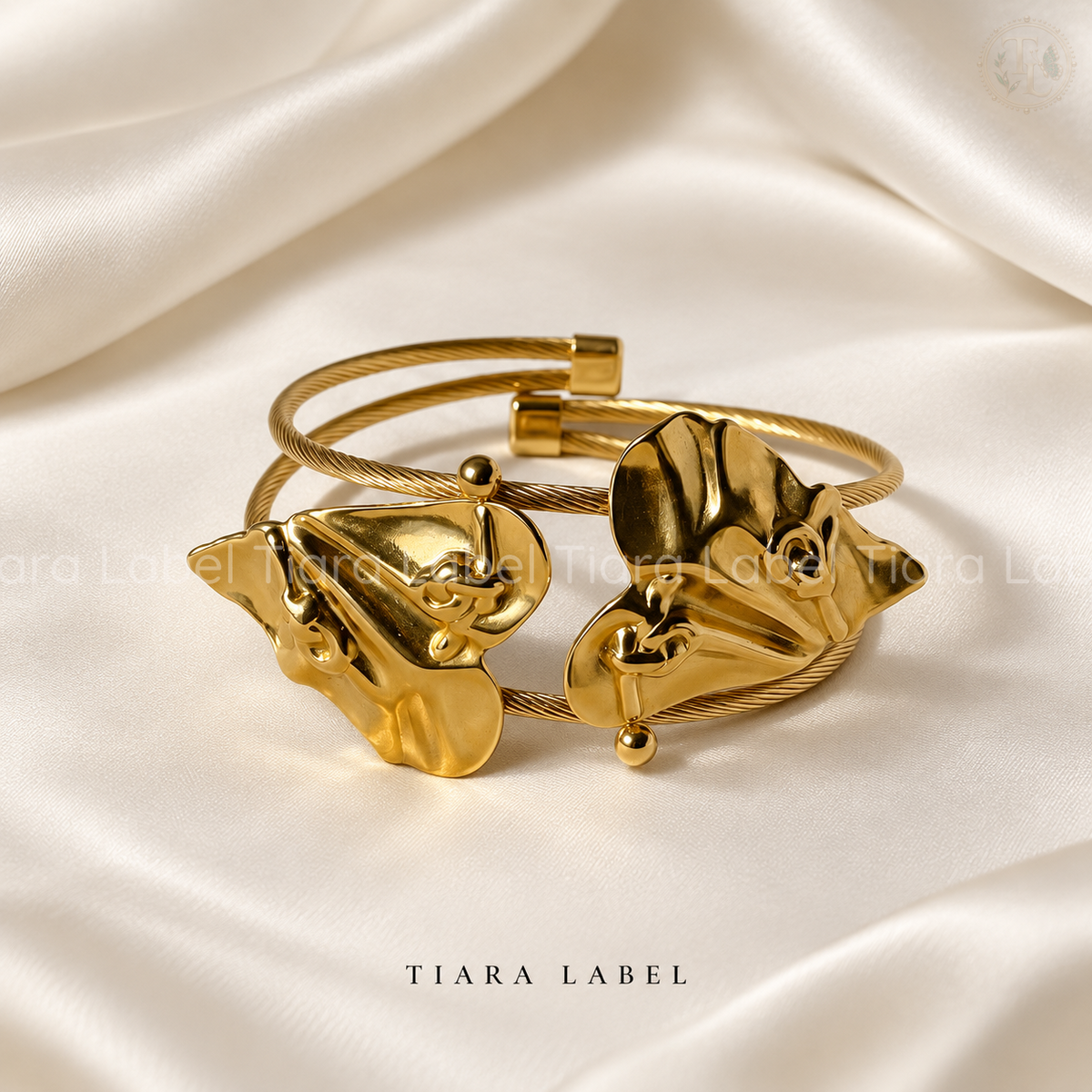 Golden Orchid Cable Statement Bracelet