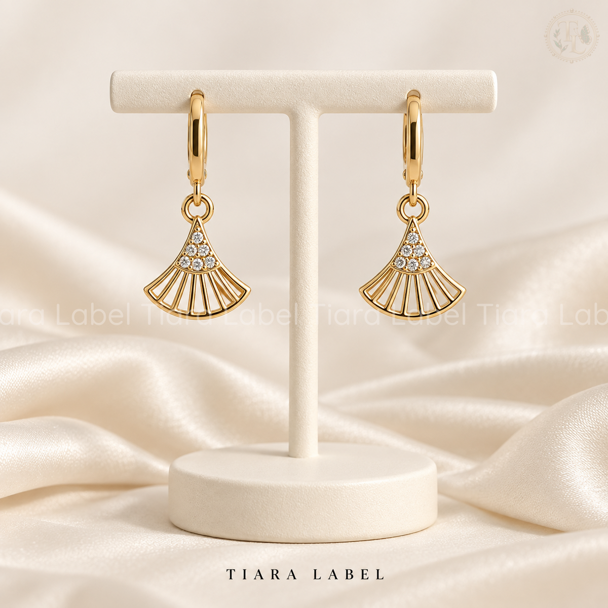 Golden Fan Anti-Tarnish Hoop Earrings
