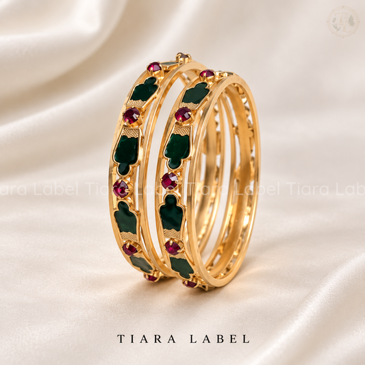 Royal Meenakari & Stone Gold-Plated Bangle Set
