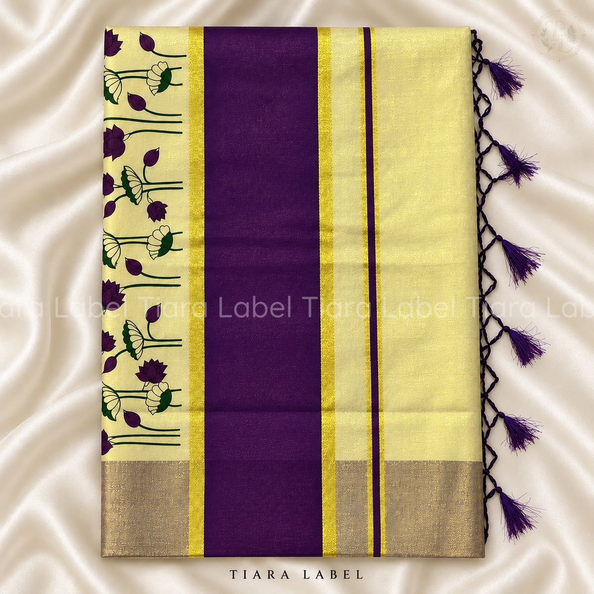 Kathiri Colour Floral Handloom Kasavu Saree
