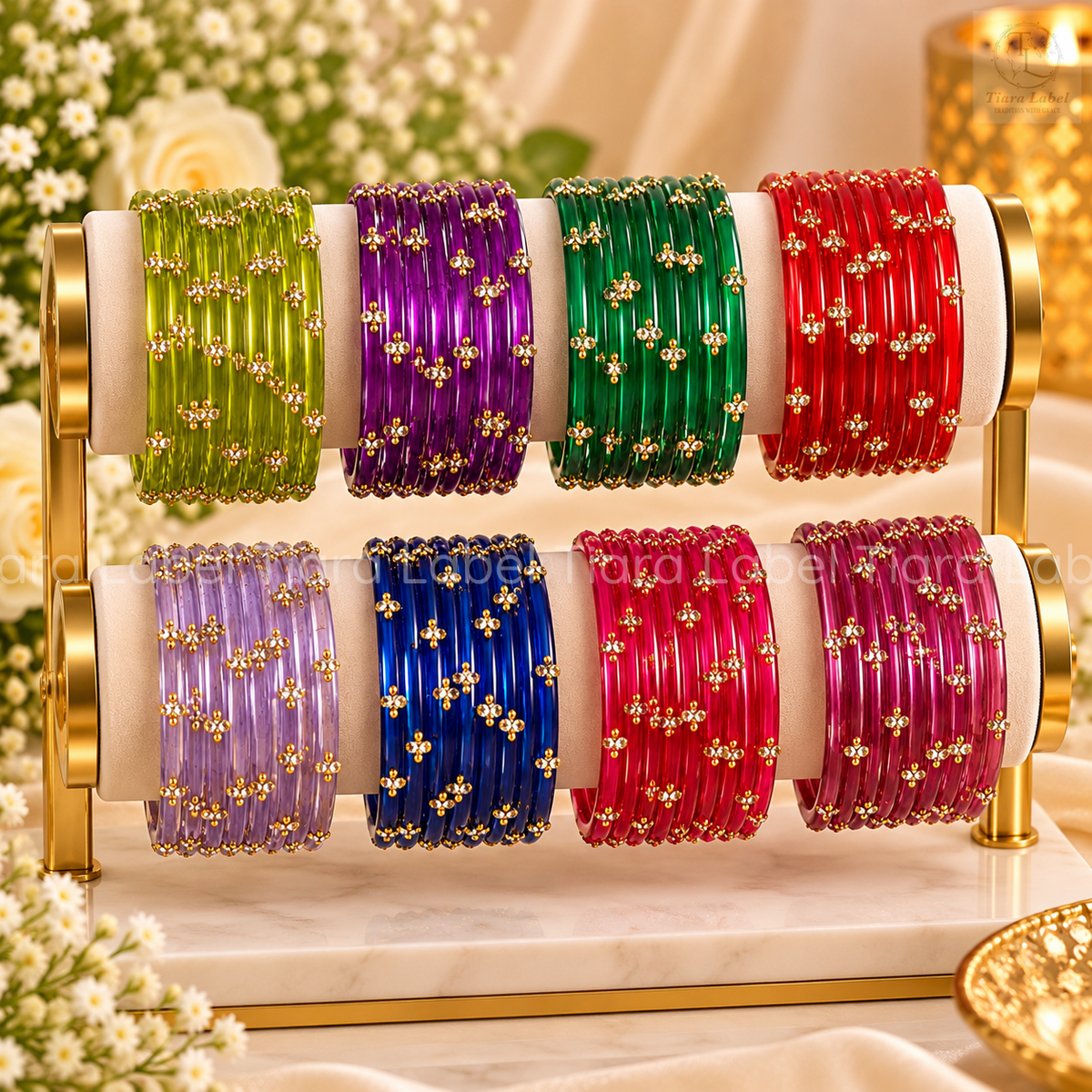 Crystal Bloom Glass Bangles