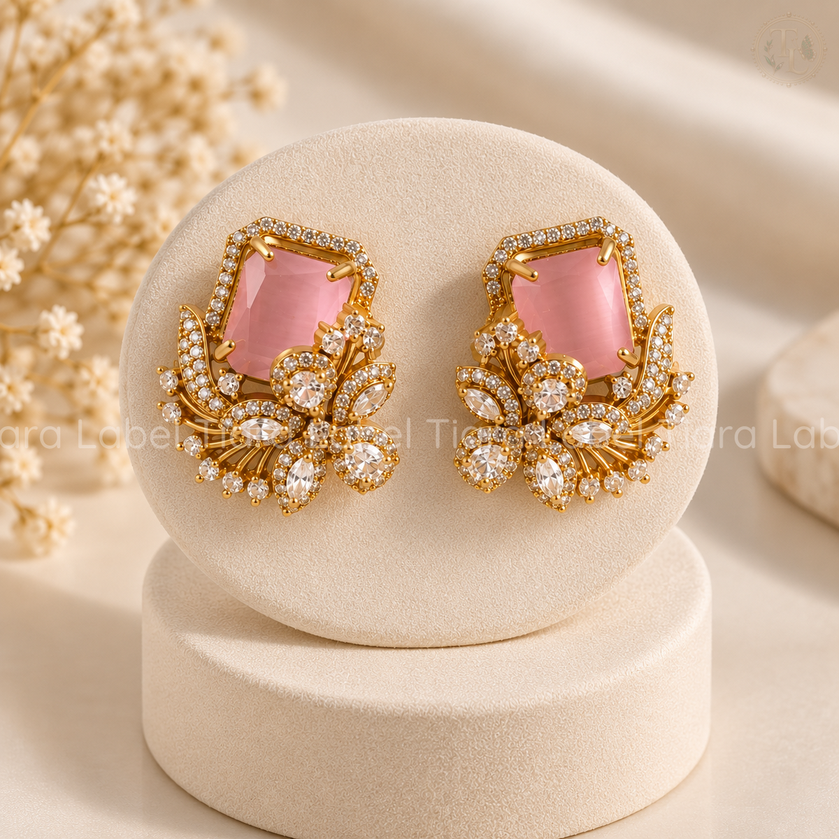 Blush Blossom Statement Earrings