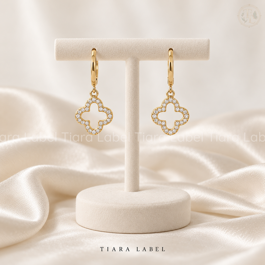 Clover Glow Anti-Tarnish Hoop Earrings
