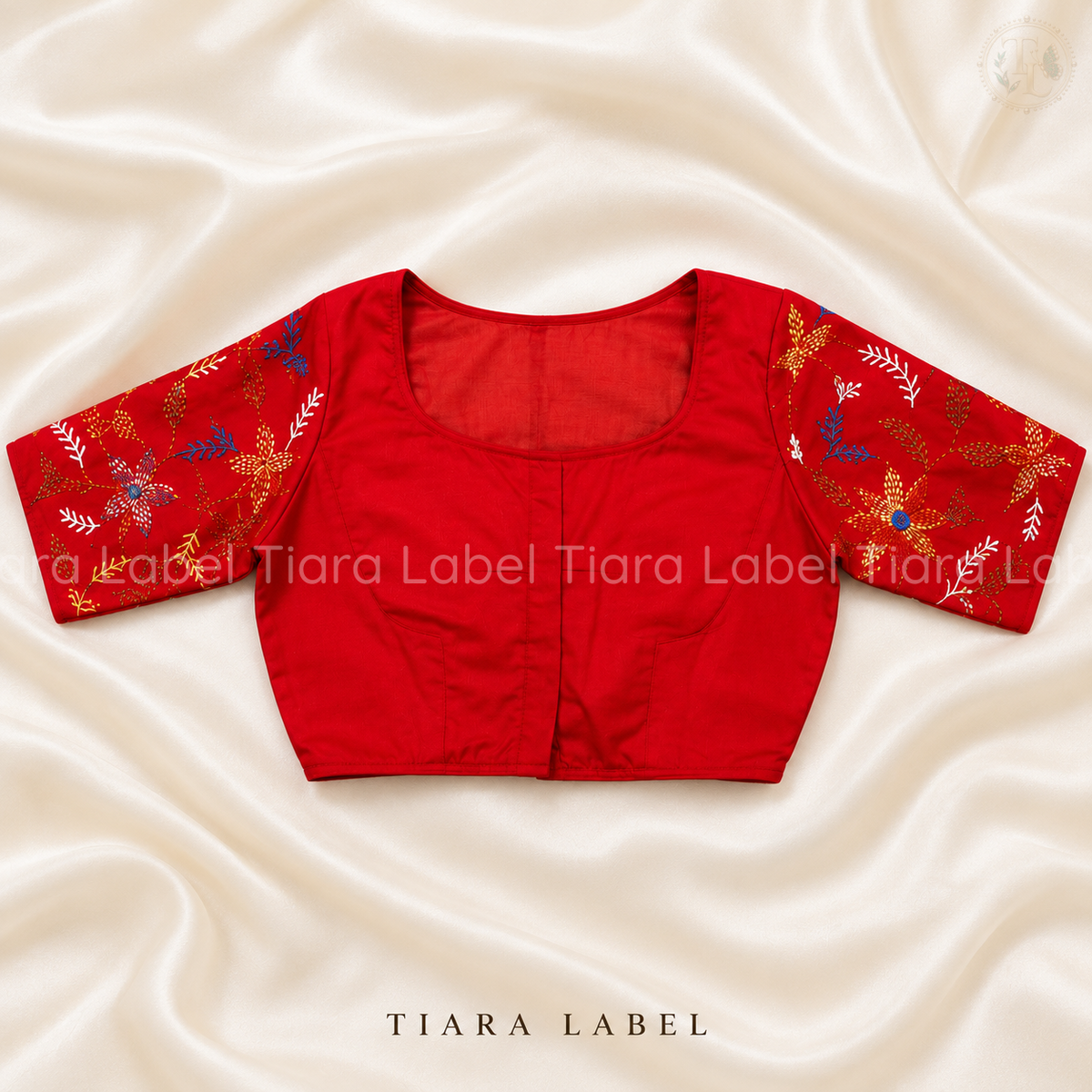 Hand-Embroidered Floral Cotton Readymade Blouse