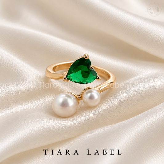 Heart & Pearl Open Ring