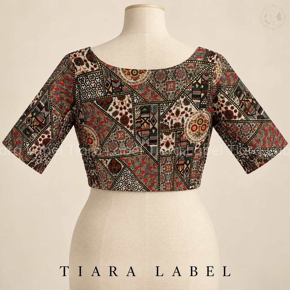 Green Print Flex-Fit Blouse