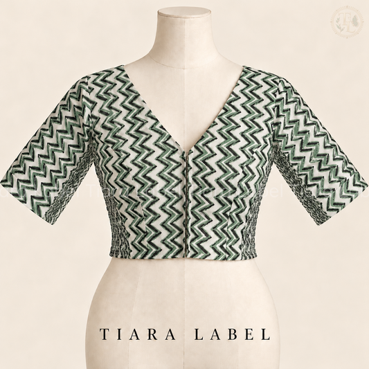 Green Chevron Print Flex-Fit Blouse
