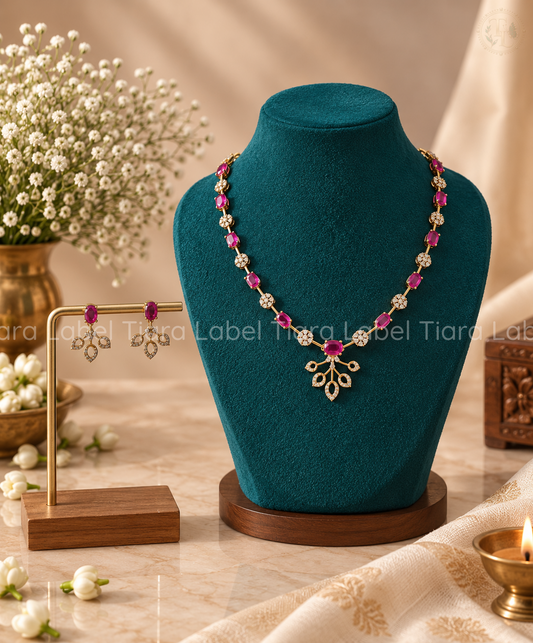 Ruby Bloom Gold Imitation Necklace Set