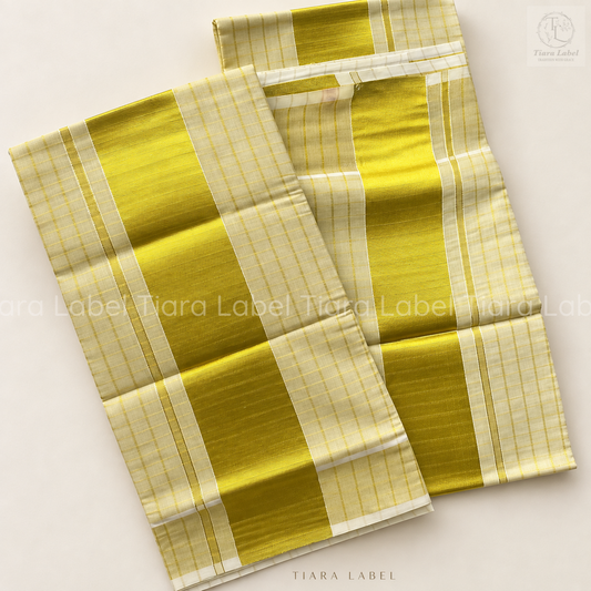 Kuthampully Handloom Golden Stripe Set Mundu