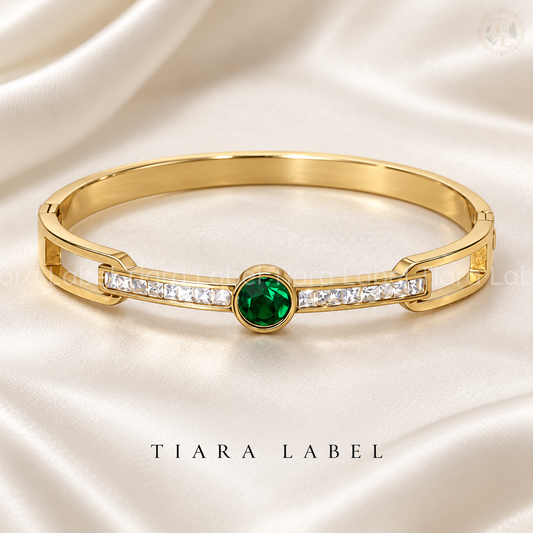Emerald Glow Crystal Bracelet for Teens