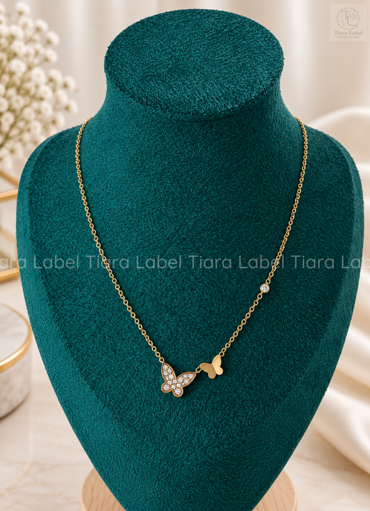 Crystal Butterfly Anti-Tarnish Necklace