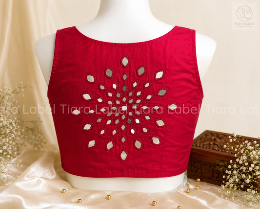 Ready-Made Cotton Mirror-Work Blouse