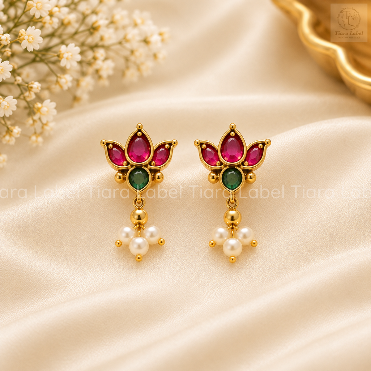 Lotus Invisible Chain Necklace & Earrings Set