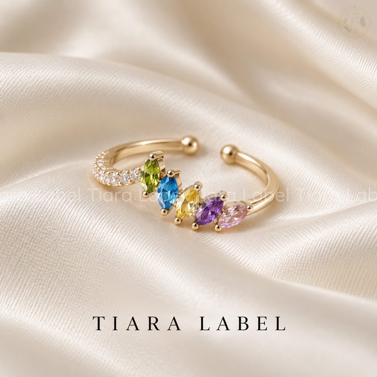 Rainbow Marquise Open Ring