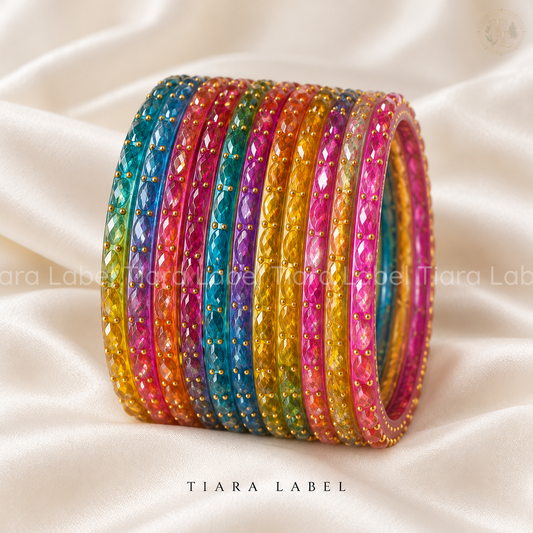 Raindrop Glass Bangles – Vibrant Multicolour