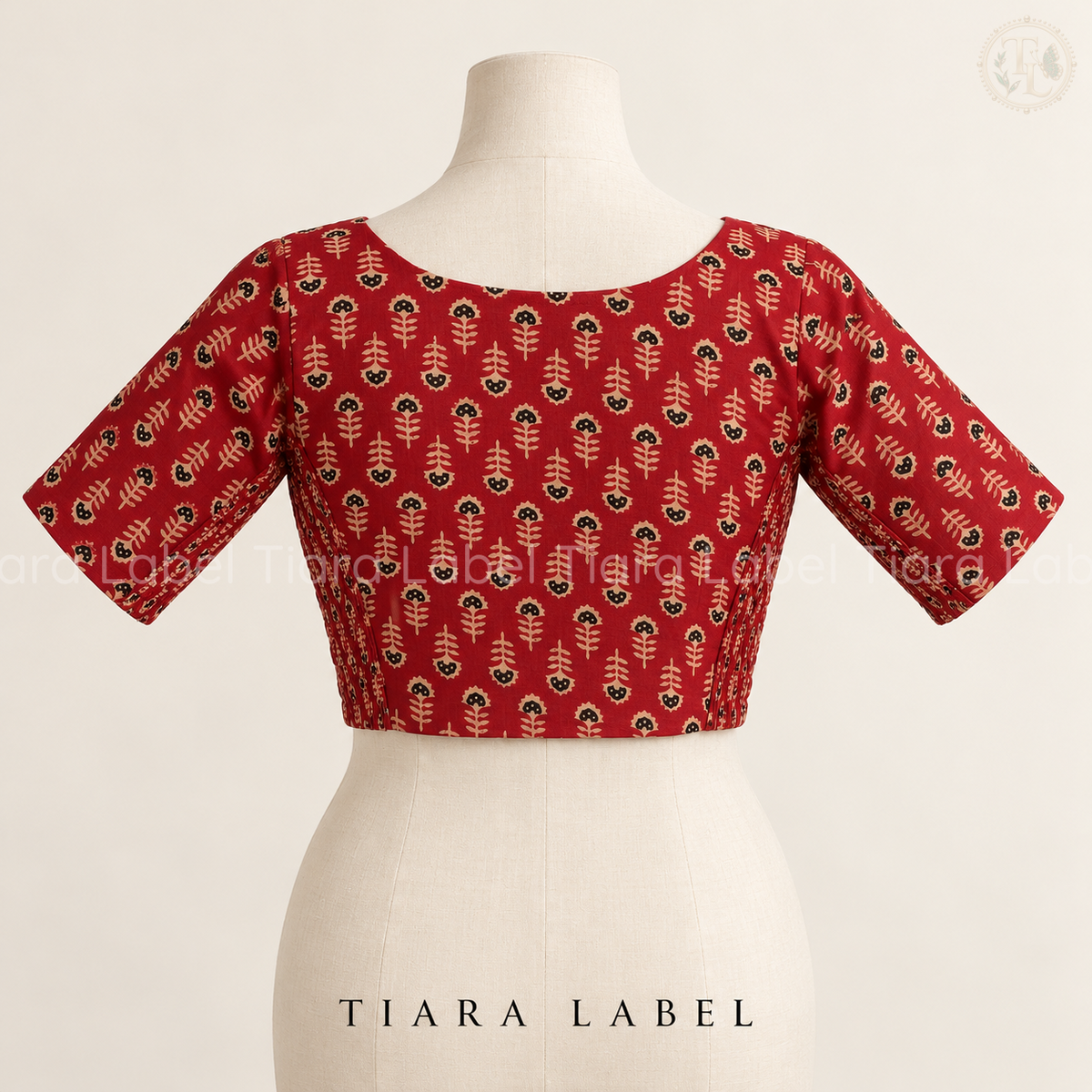 Red Floral Buti Print Flex-Fit Blouse