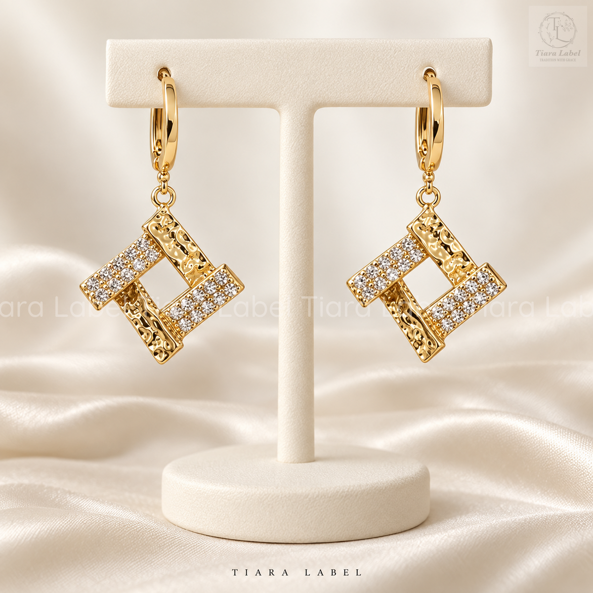 Golden Geometry Anti-Tarnish Drop Earrings