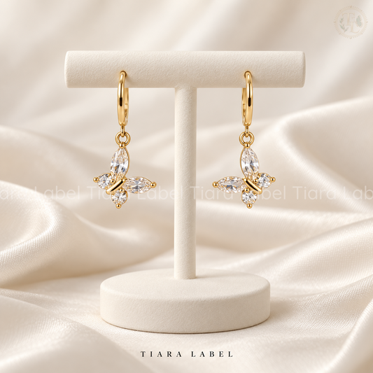 Golden Flutter Anti-Tarnish Butterfly Earrings